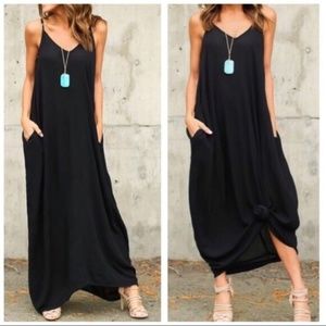 Oversized black maxi dress